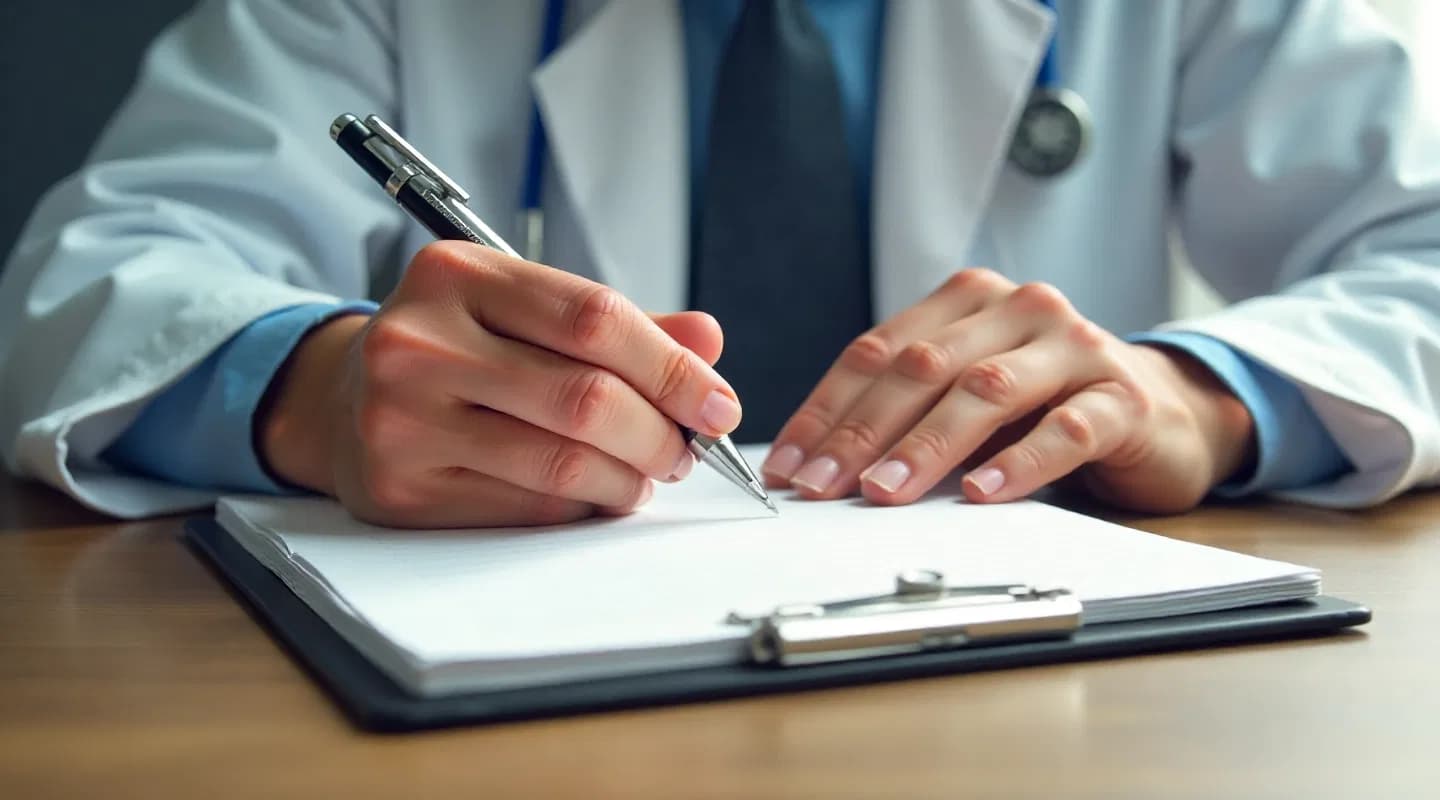 Pacientă care discută cu medicul, cu un jurnal alimentar deschis pe masă