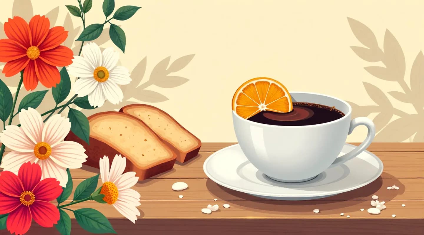 Mic dejun cu cafea, iaurt cu fructe și pâine pe o masă luminoasă
