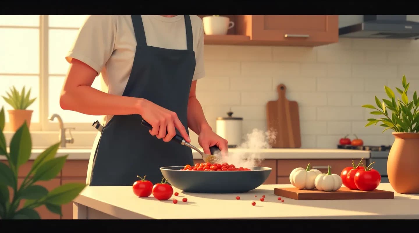 Persoană care gătește cu ingrediente proaspete și porționează mâncarea pentru congelare