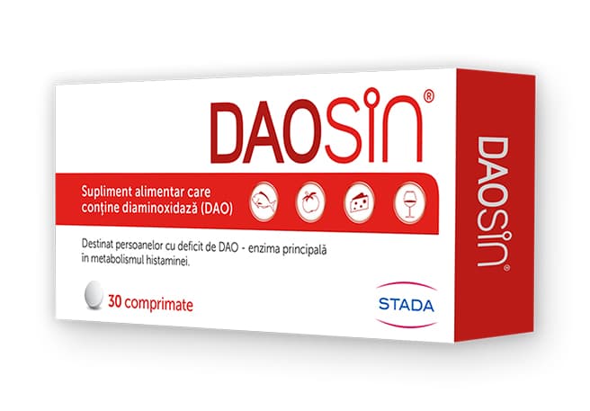 Ambalaj DAOSiN comprimate filmate, supliment alimentar cu diaminoxidază